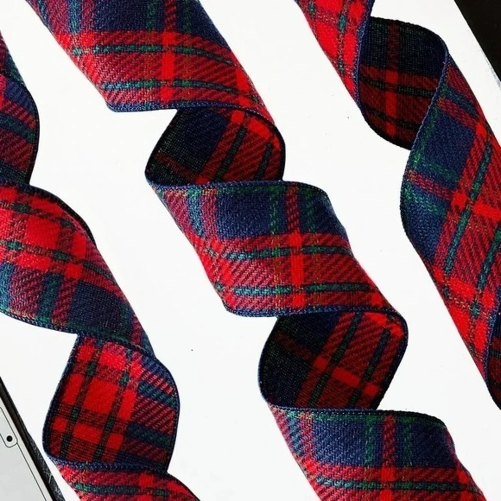 My Texas House‎ Christmas Ribbon 18 ft – Red Green Navy Tartan